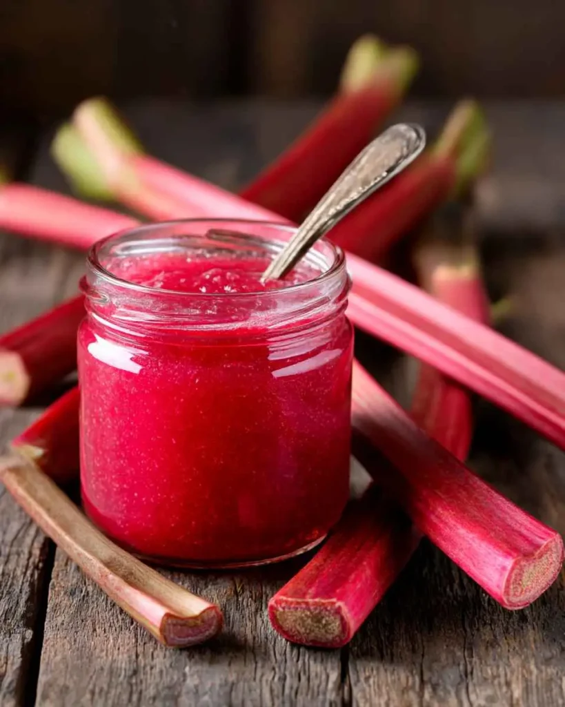 Homemade Rhubarb Jam in a Jar