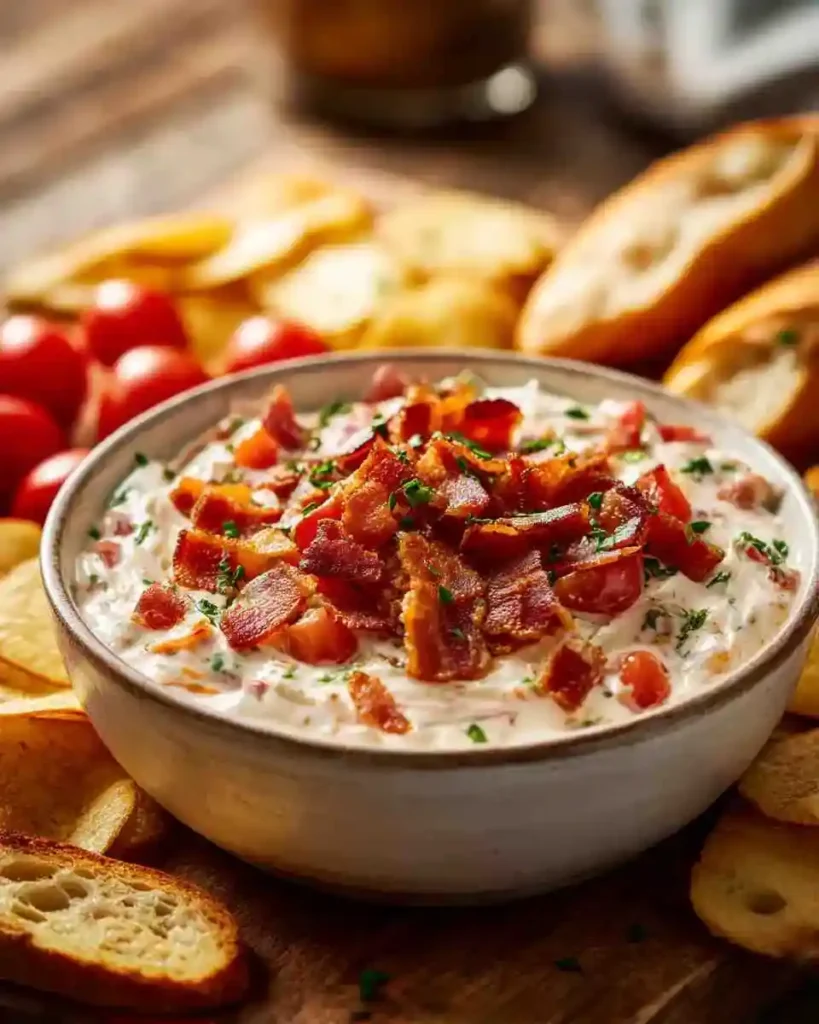 BLT dip recipe creamy bacon tomato party dip
