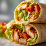 crispy chicken wraps with crunchy chicken and fresh vegetables
