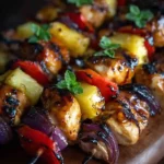 hawaiian chicken kabobs grilled with pineapple