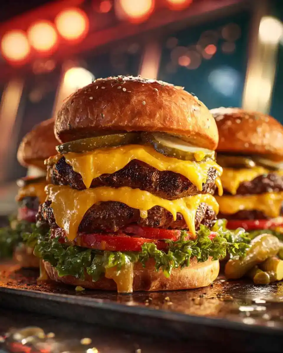 smash burgers with crispy edges and melted cheese